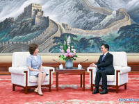 한정 中 부주석, 일레인 차오 전 美 교통부 장관과 회동